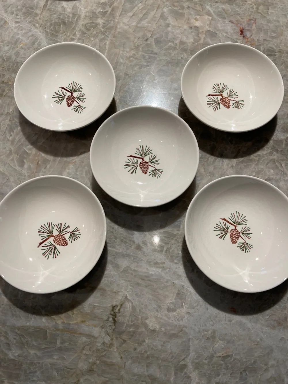 Stetson Marcrest~Vintage Misty Pine ovenproof hand painted underglaze bowls
